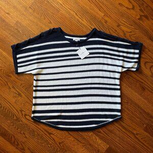 NWT Croft & Barrow Navy/White Striped Knit Sweater - Size XL
